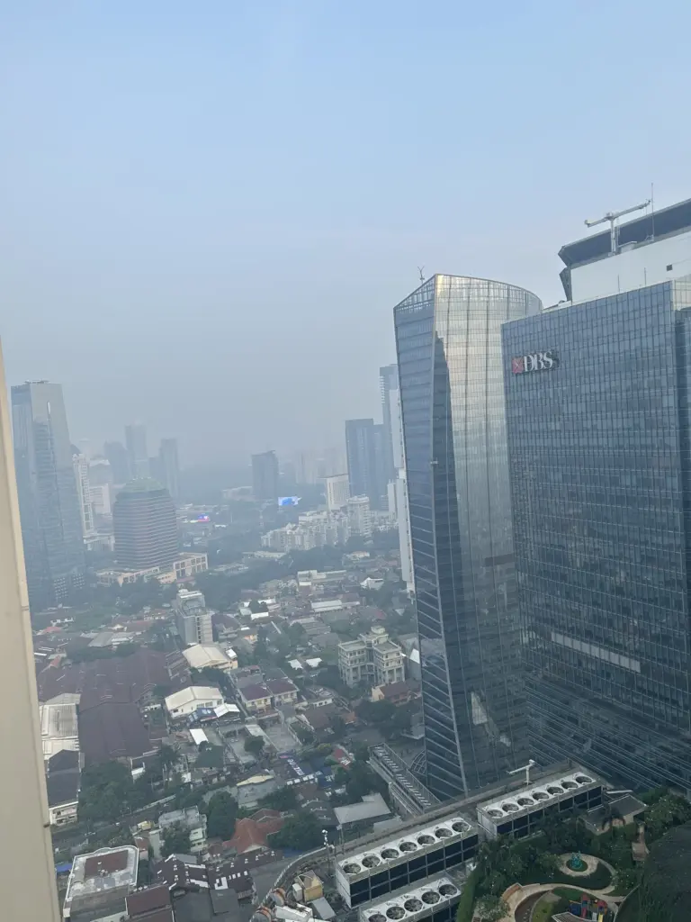 Jakarta skyline shrouded in smog on May 9, 2026